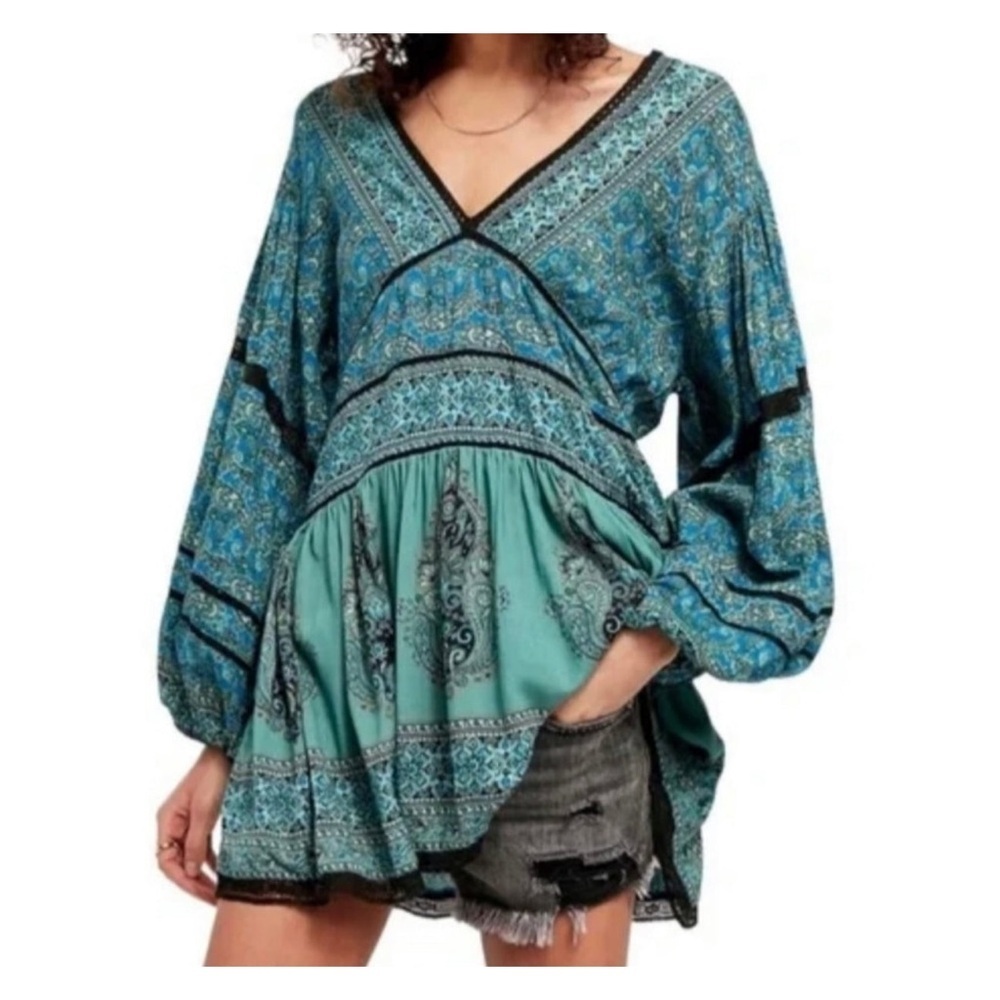 Revolve FREE PEOPLE Green Luna Scarf Tunic or Babydoll Dress Small
